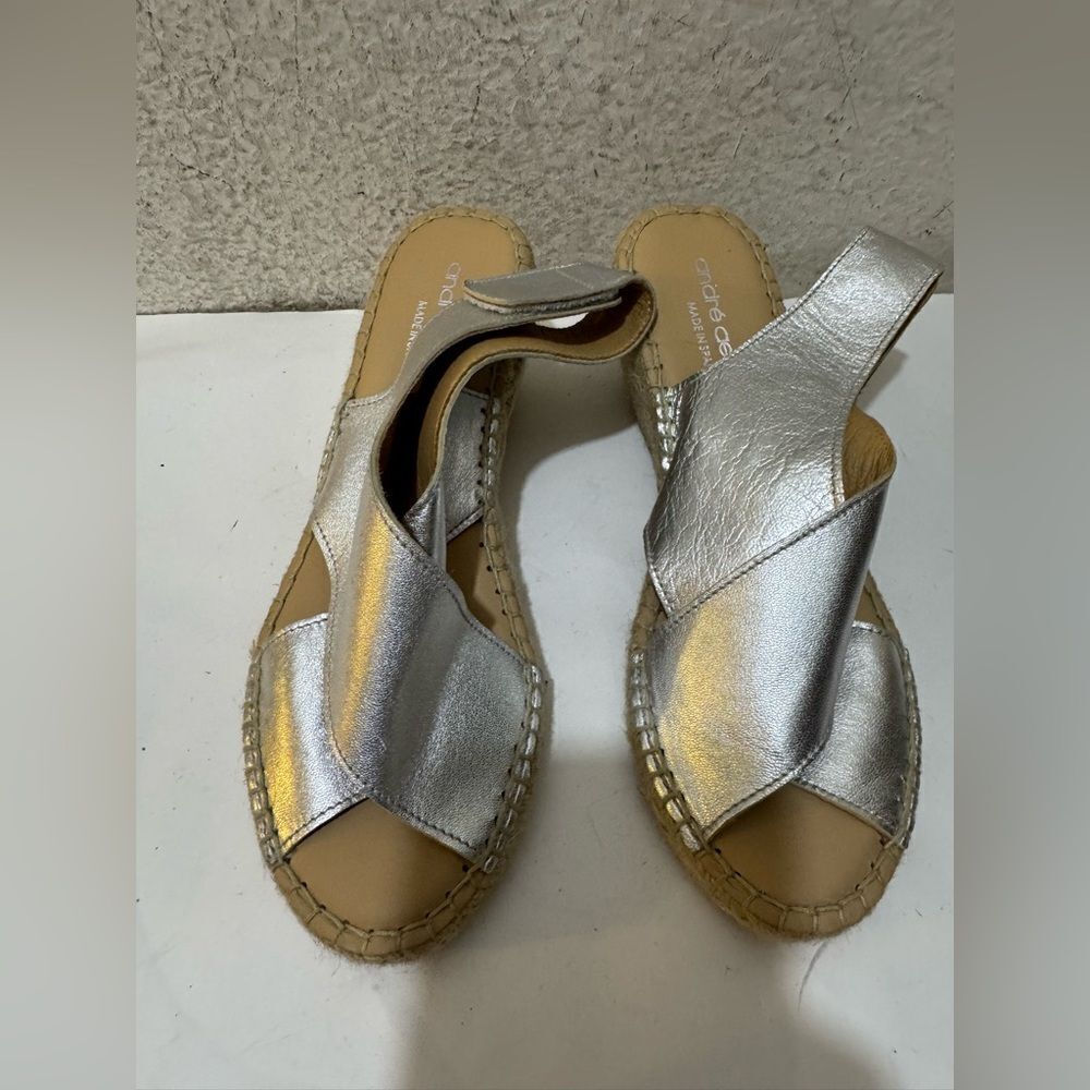 New Andre Assous Women's Metallic Wedge Sandals_ 36